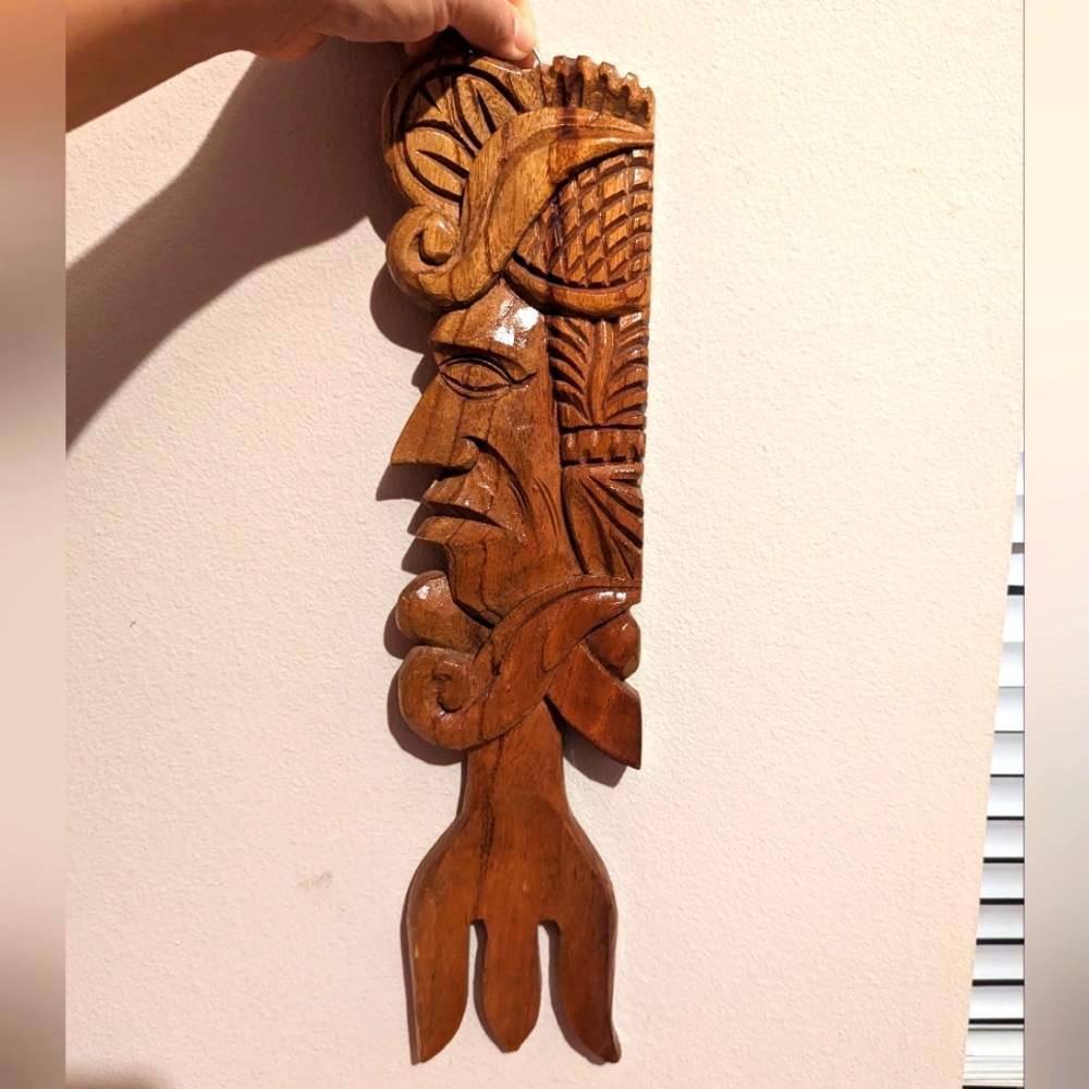 vintage hand carved wood wall decor